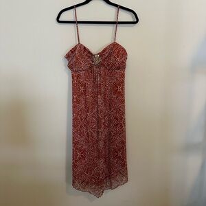 Vintage City Triangles Y2K Orange Midi Dress